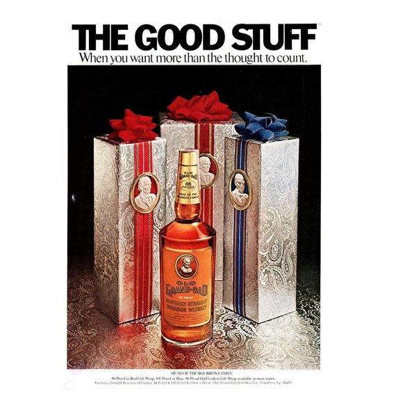 1972 Old Grand Dad Bourbon The Good Stuff Vintage Print Ad Gift Box Christmas - Picture 1 of 1